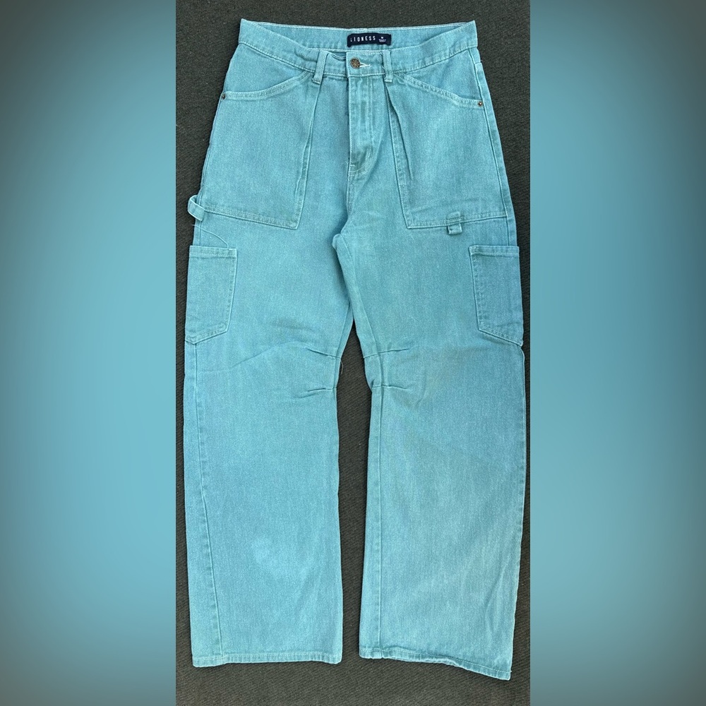 Lioness Jeans Australian Sea Blue Wide Leg Barrel Soft Size Medium Pants